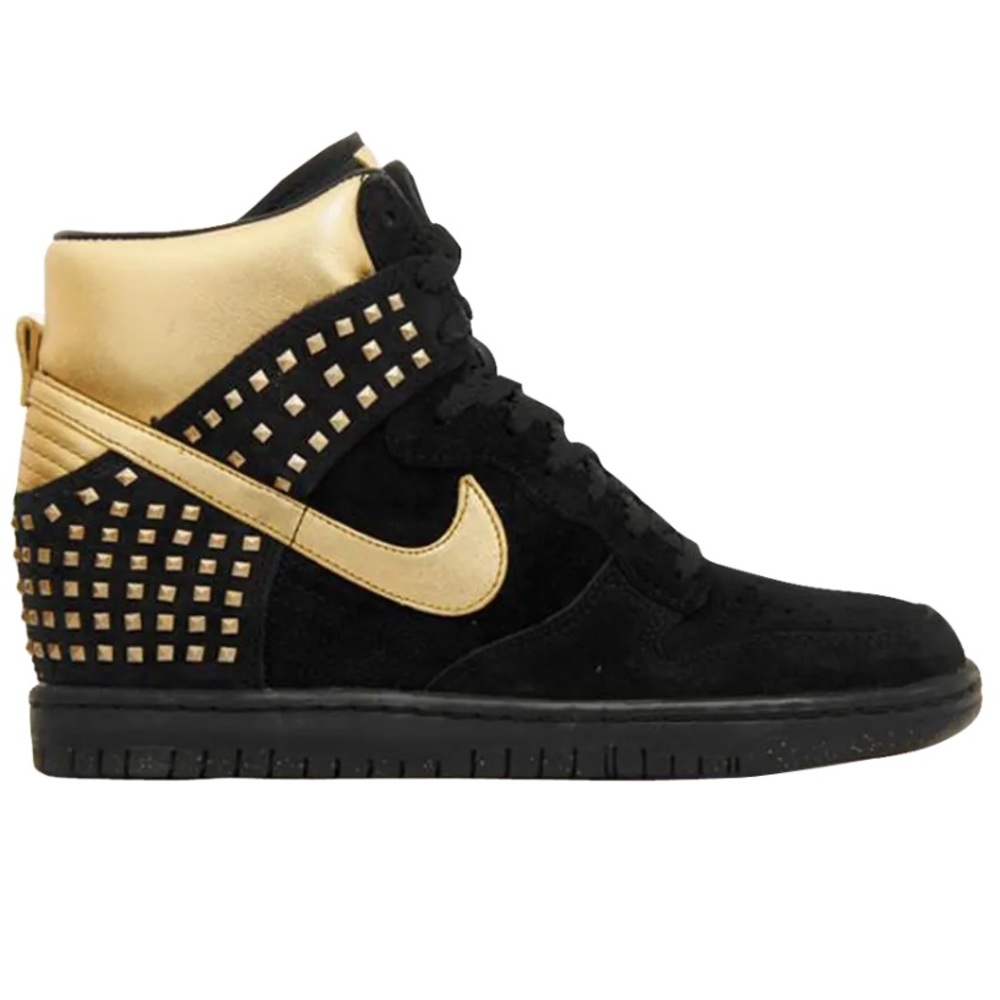 Nike 2013 Womans Dunk Sky High Studs QS 'Black Metallic Gold' - 11.5